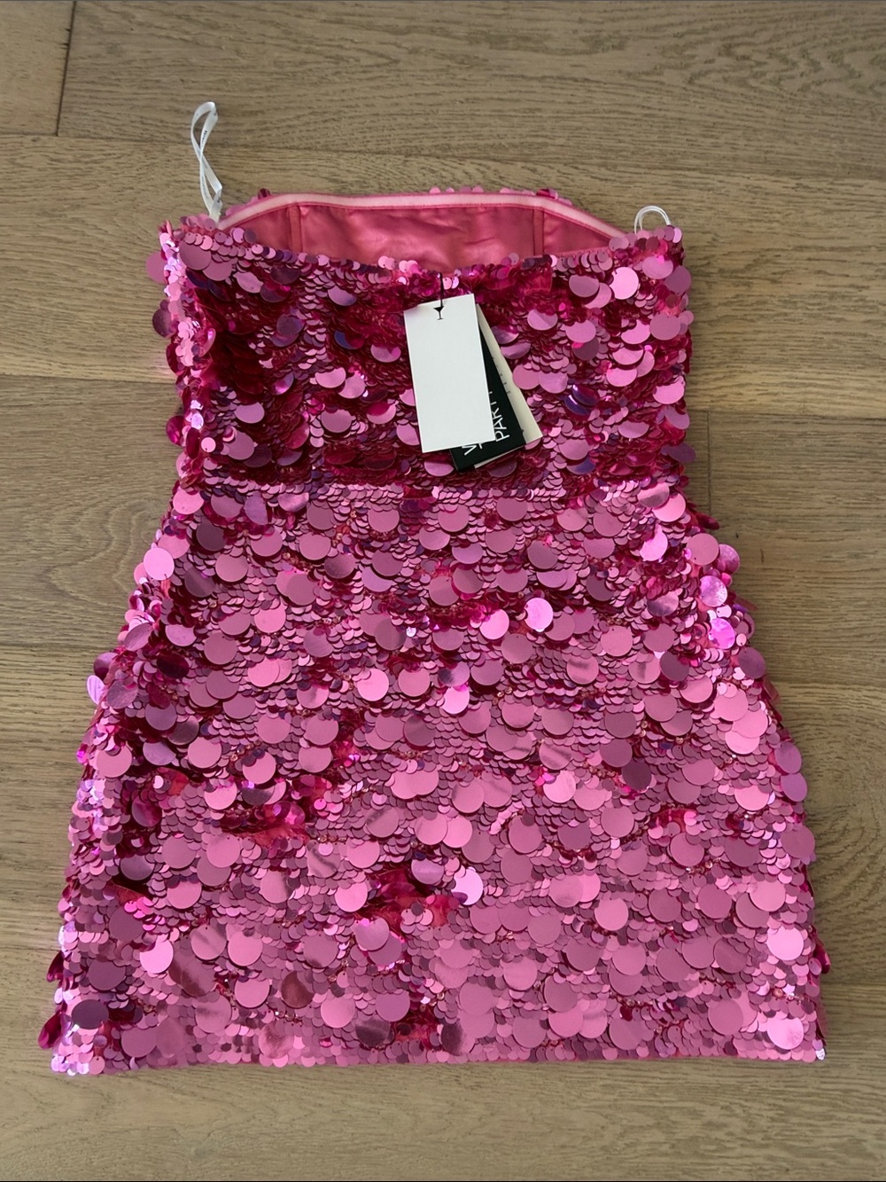 Retrofete Pink Sequin Strapless Mini Dress - Picture 4 of 5